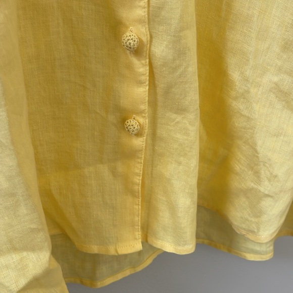 Magashoni 100% Linen Button Down Long Sleeve Women's Sunshine Yellow Blouse Sz S - Picture 7 of 9